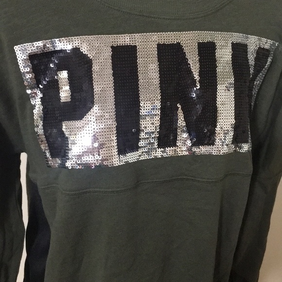 T-shirt Victoria's Secret à Col Et Manches Longues - Rose, Paillettes Bling New York, Neuf Avec étiquette